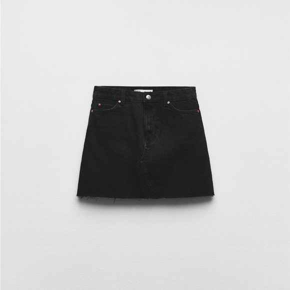 NWOT Zara Black Denim Mini Skirt - Picture 1 of 6